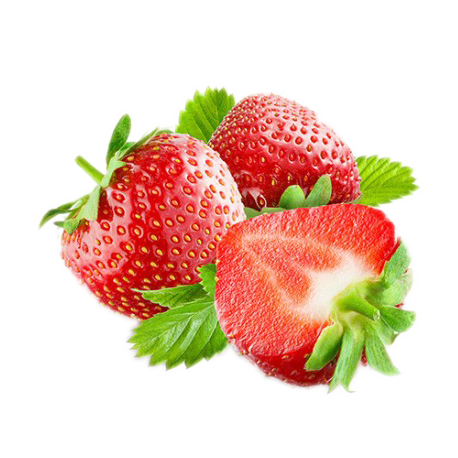 trois fraises et une coupée en deux, variété darselect